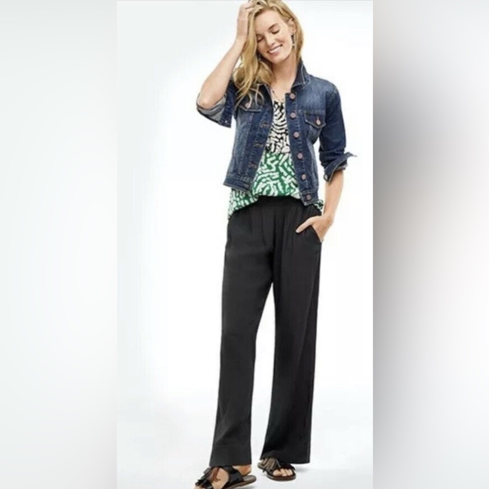 Cabi Cafe Lounge Black Pants M 5681 Black Wide-Leg Pants Pull on Career Errands